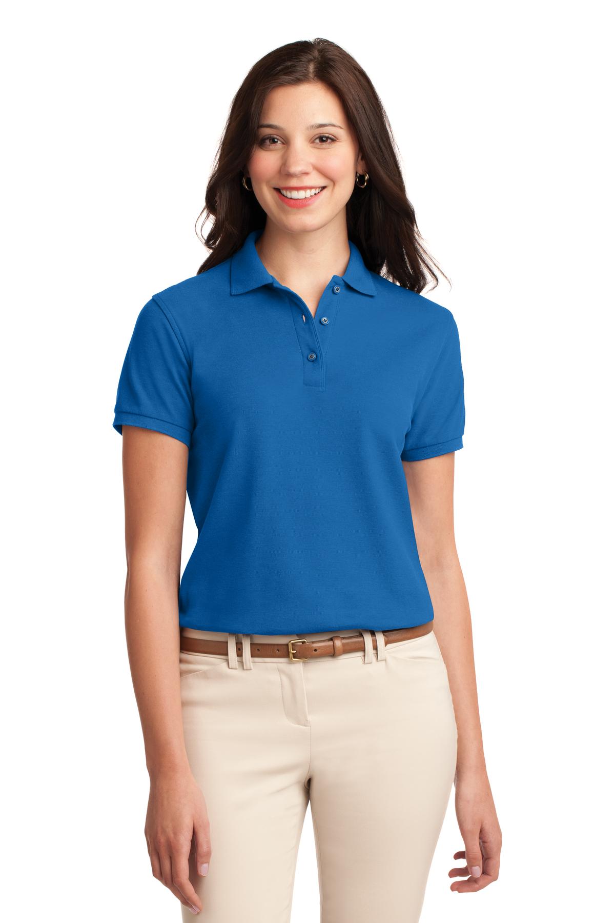 Port Authority Women's Silk Touch Polo.  L500 in Strong Blue