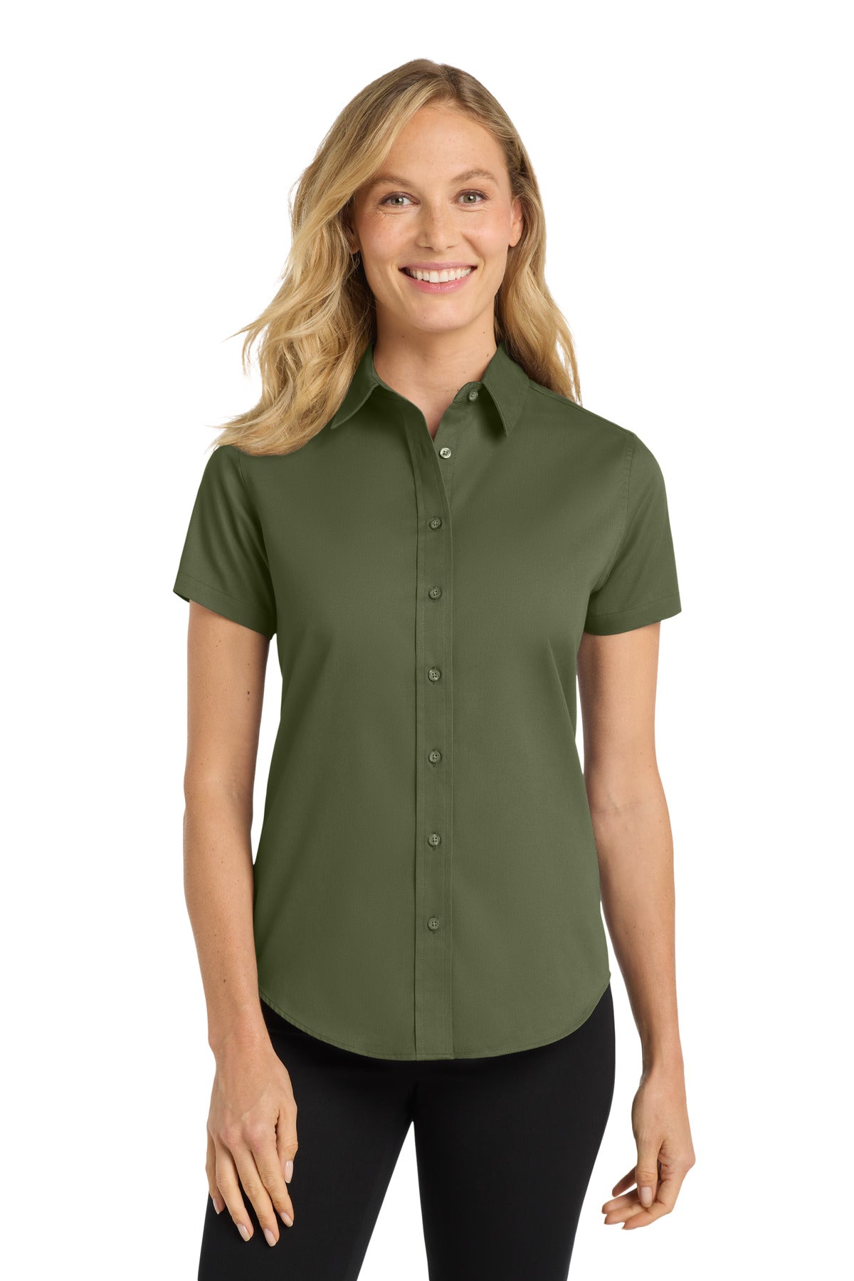 Port Authority Women's Short Sleeve Easy Care  Shirt.  L508 in Clover Green