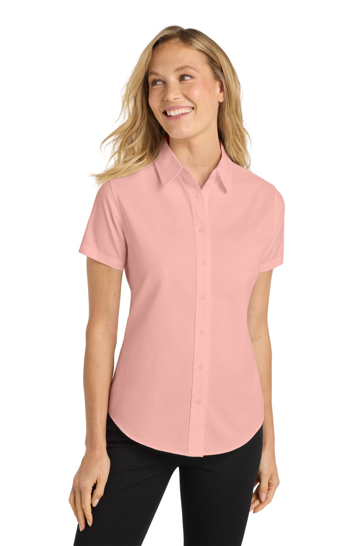 Port Authority Women's Short Sleeve Easy Care  Shirt.  L508 in Light Pink