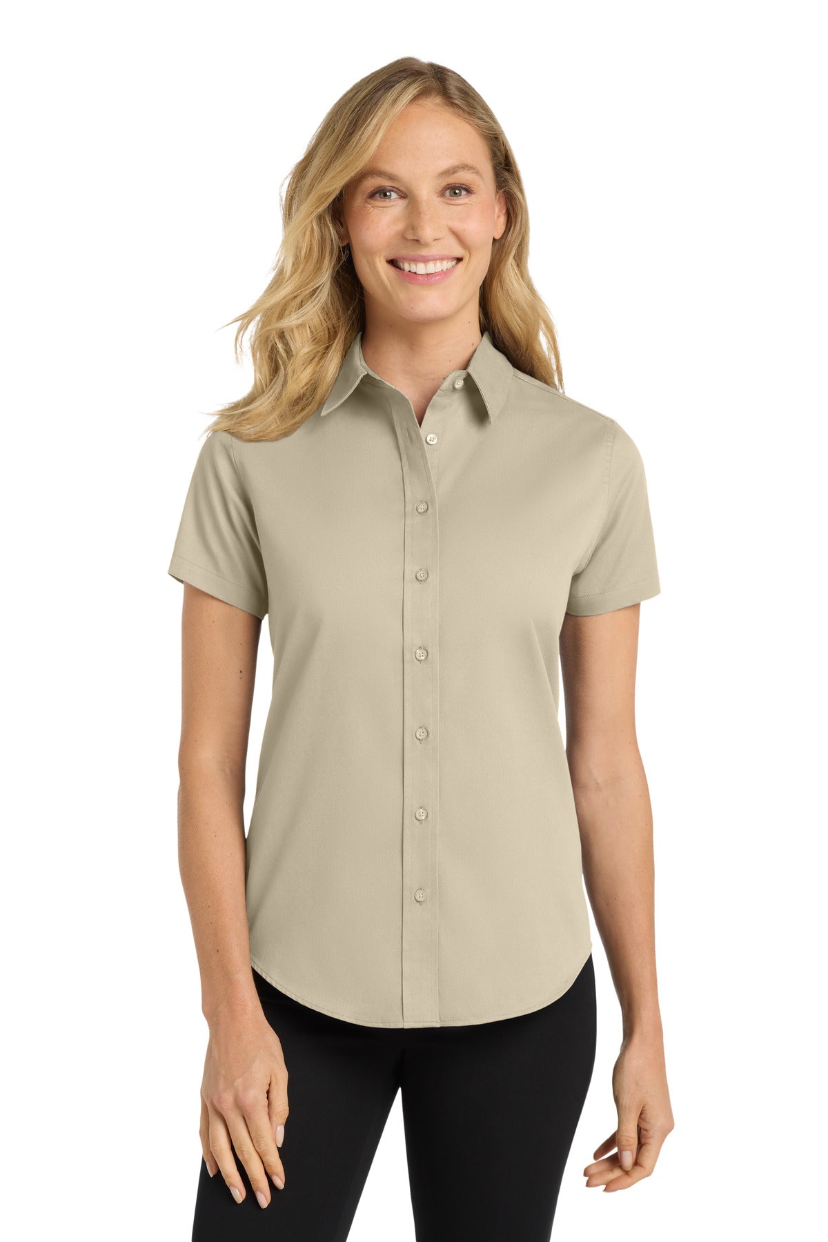 Port Authority Women's Short Sleeve Easy Care  Shirt.  L508 in Stone