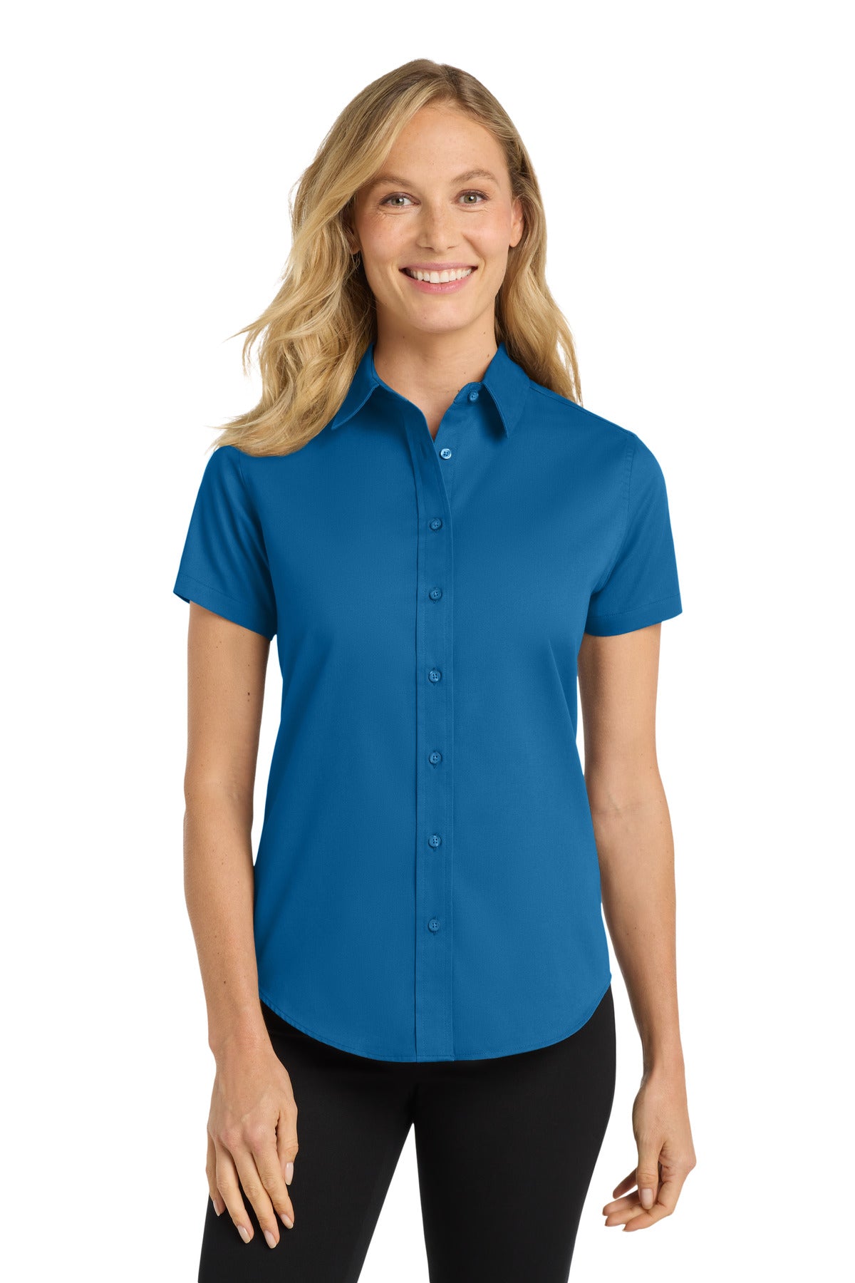 Port Authority Women's Short Sleeve Easy Care  Shirt.  L508 in Strong Blue