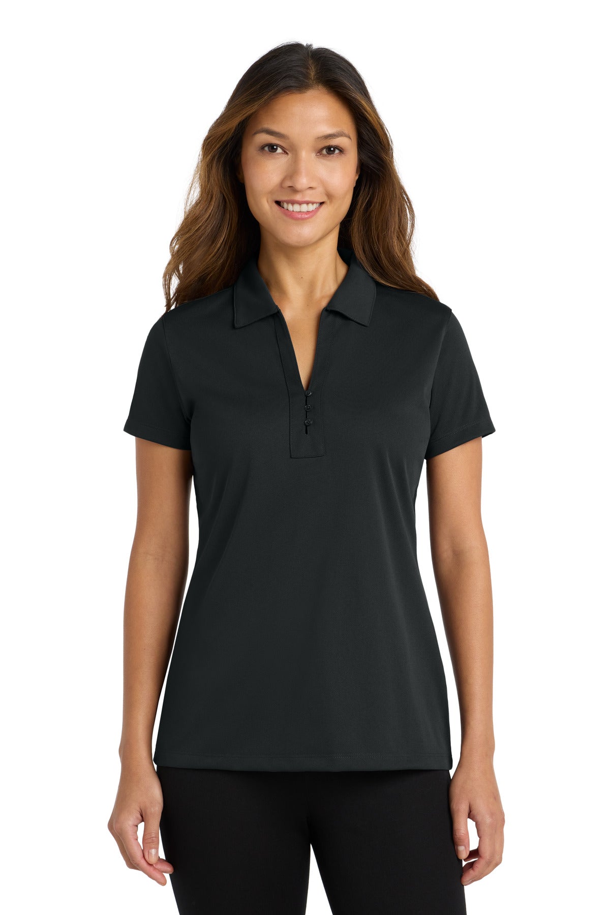 Port Authority Women's Tech Pique Polo. L527 in Black
