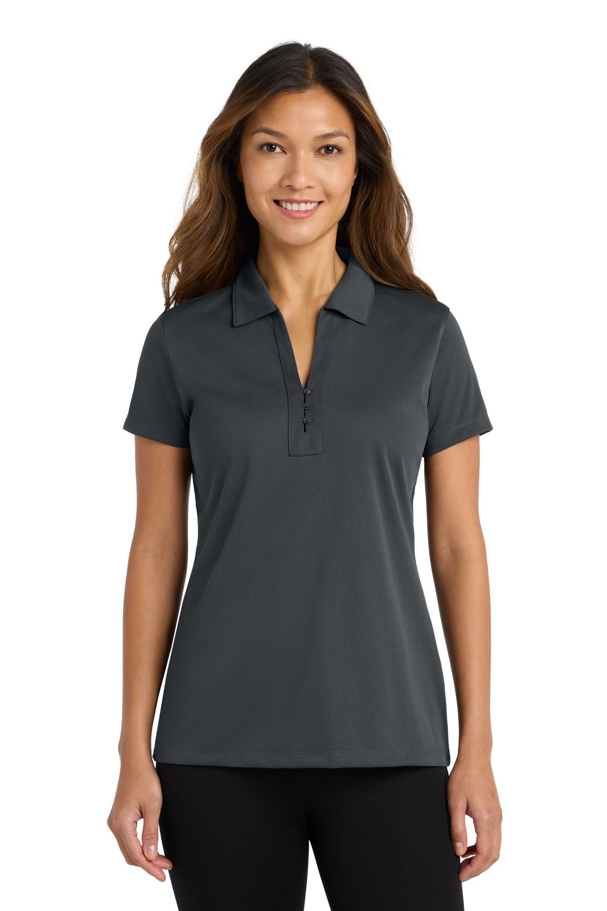 Port Authority Women's Tech Pique Polo. L527 in Grey Smoke