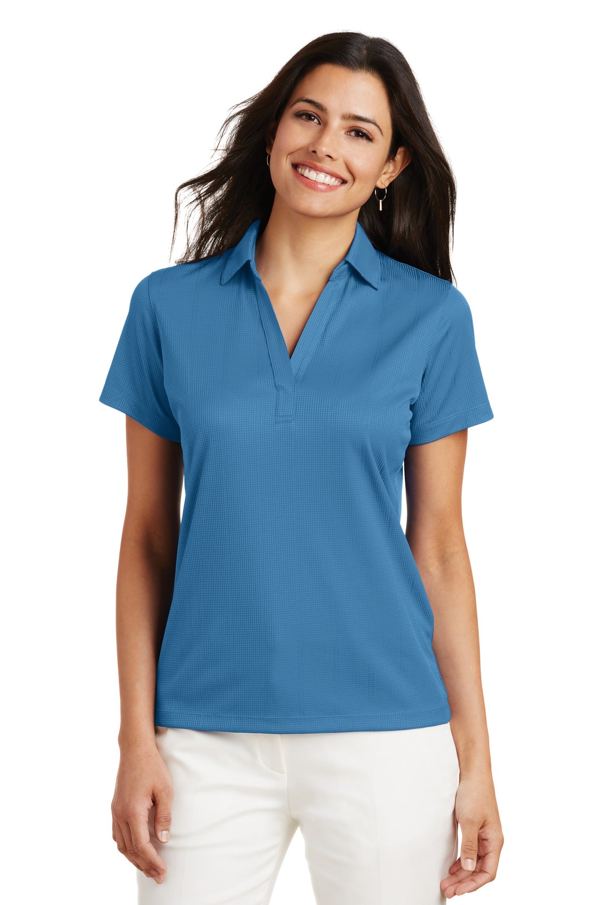 Port Authority Women's Performance Fine Jacquard Polo. L528 in Ocean Blue