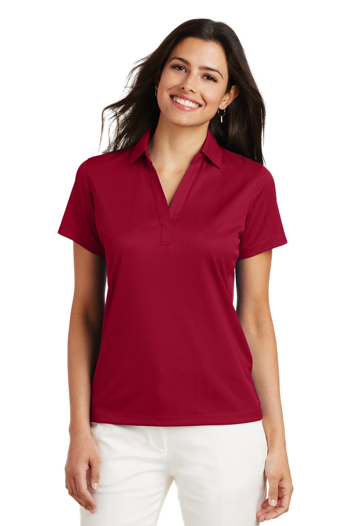 Port Authority Women's Performance Fine Jacquard Polo. L528 in Rich Red