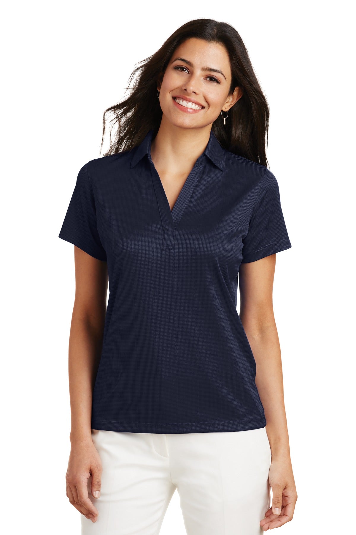 Port Authority Women's Performance Fine Jacquard Polo. L528 in True Navy