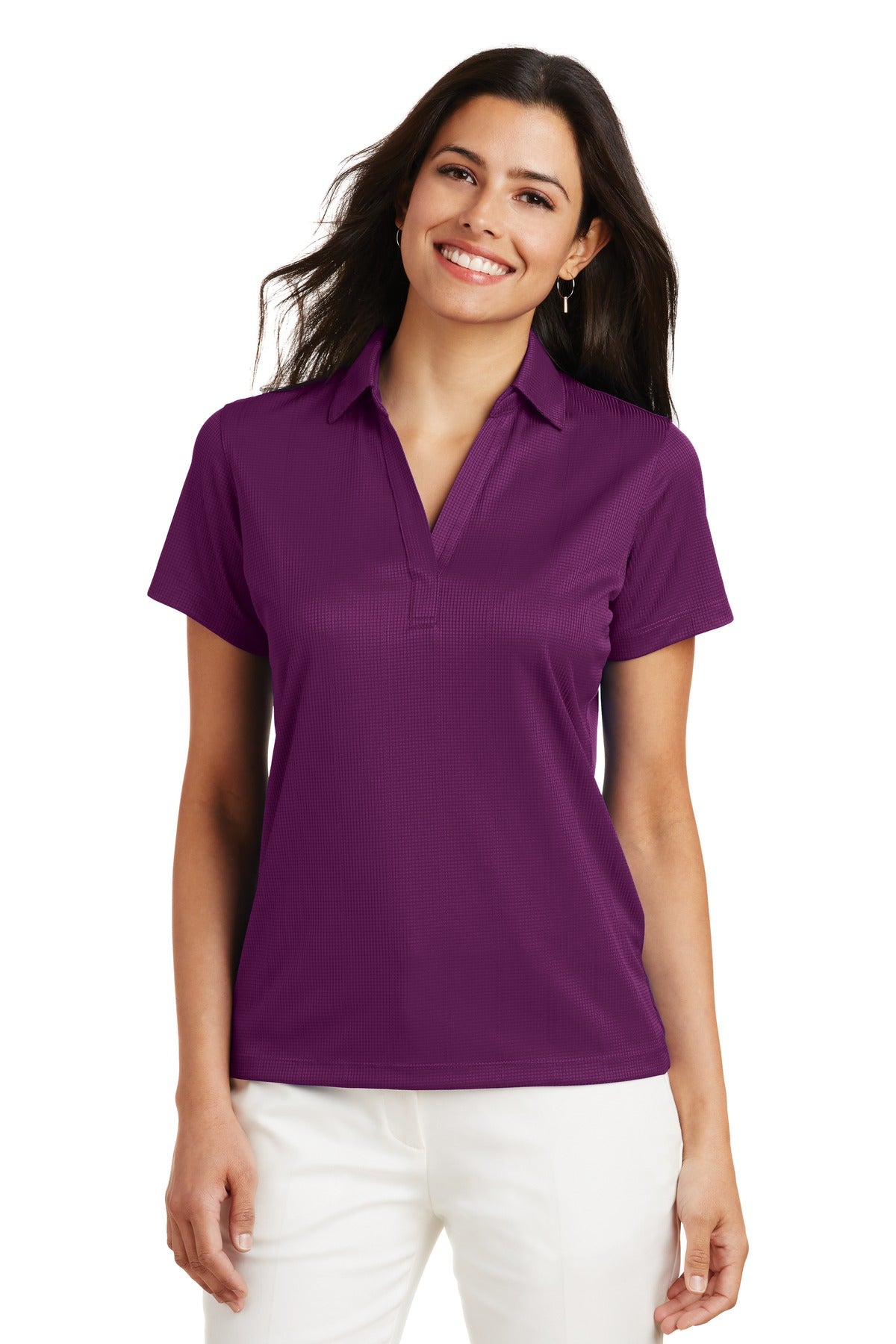 Port Authority Women's Performance Fine Jacquard Polo. L528 in Violet Purple