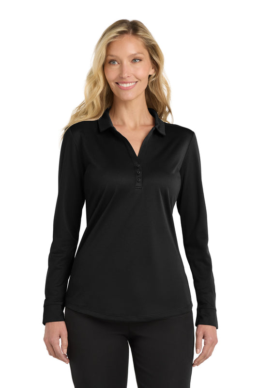 Port Authority  Women's Silk Touch   Performance Long Sleeve Polo. L540LS in Black