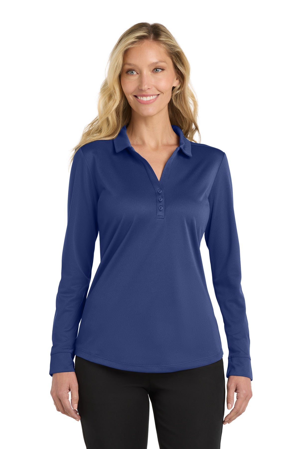 Port Authority  Women's Silk Touch   Performance Long Sleeve Polo. L540LS in Royal