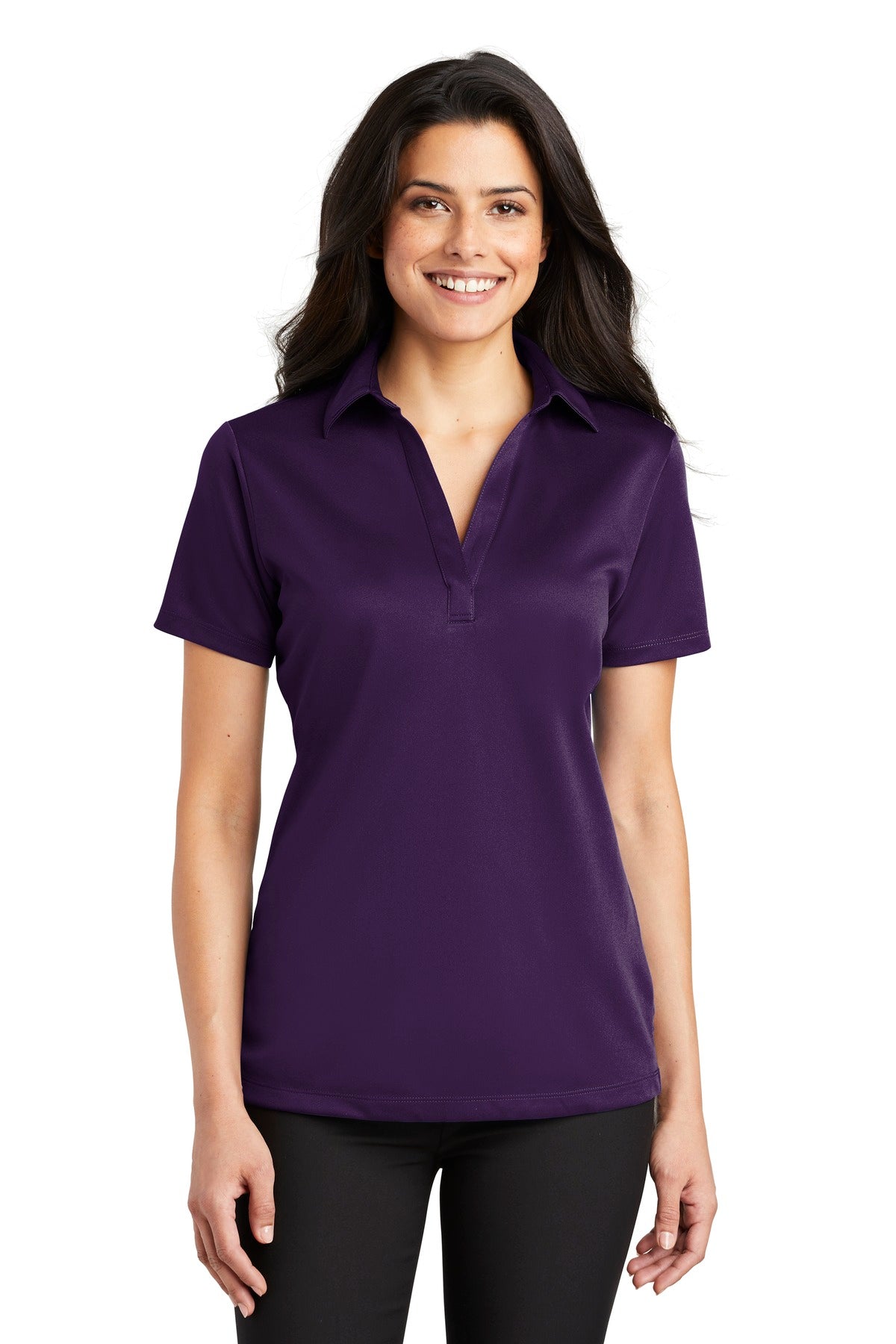 Port Authority Women's Silk Touch Performance Polo. L540 in Bright Purple