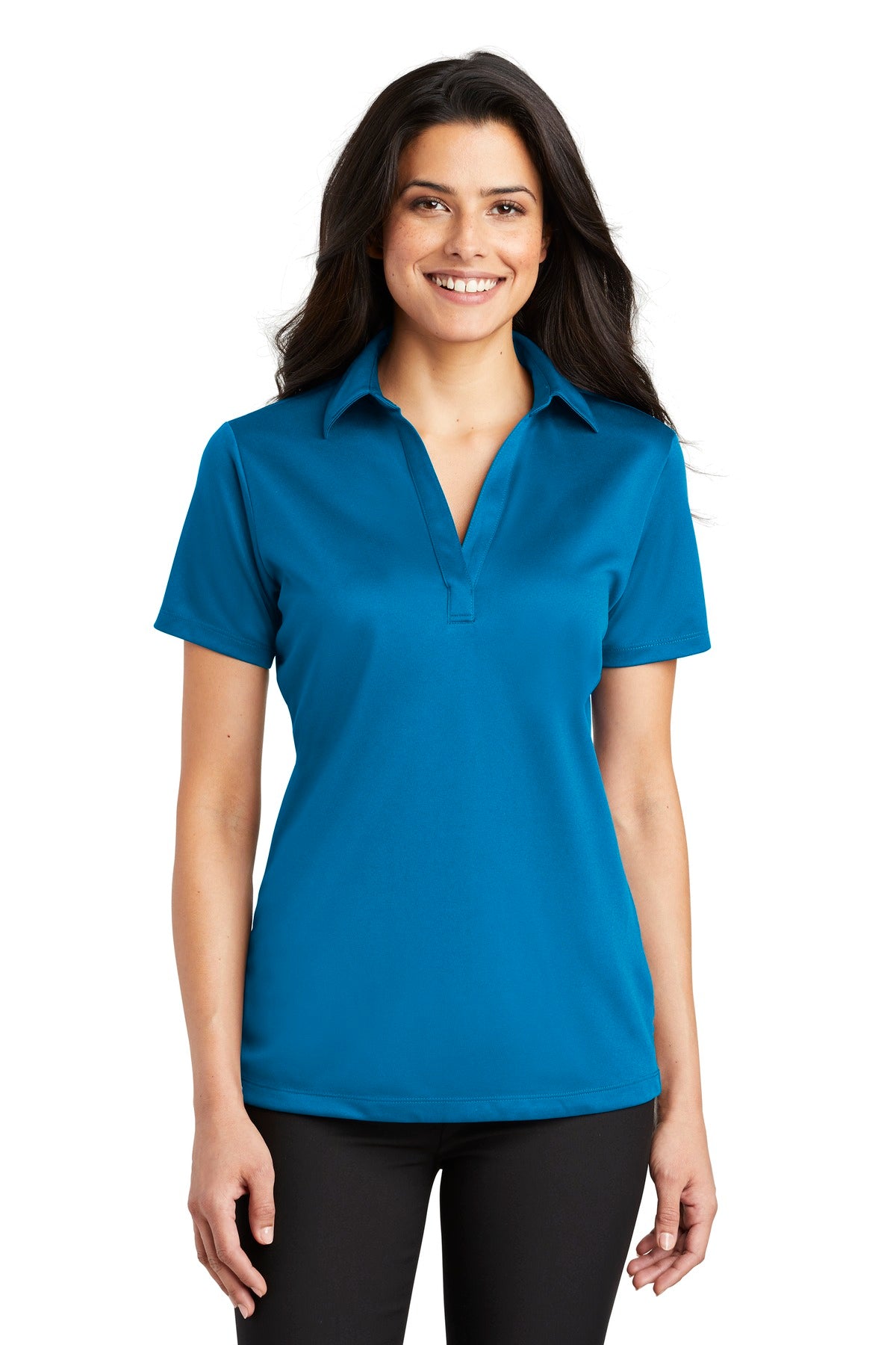 Port Authority Women's Silk Touch Performance Polo. L540 in Brilliant Blue