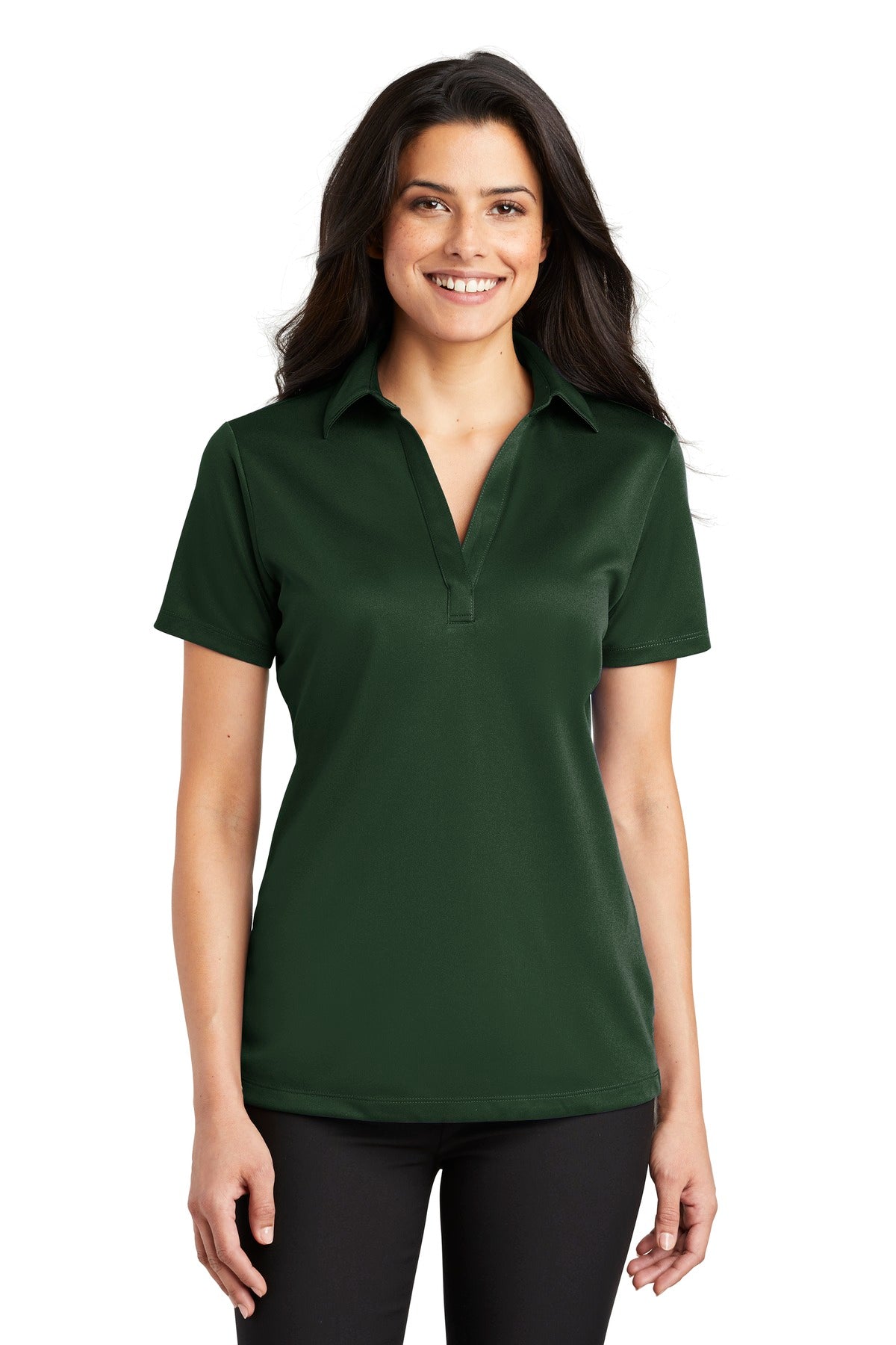 Port Authority Women's Silk Touch Performance Polo. L540 in Dark Green
