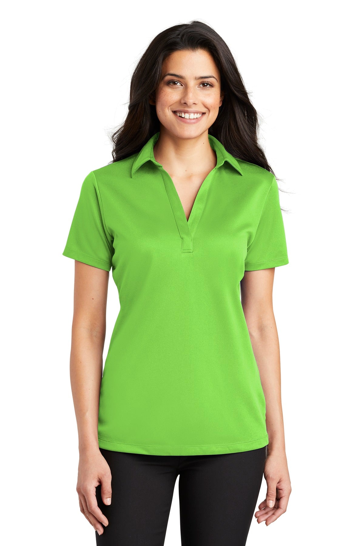 Port Authority Women's Silk Touch Performance Polo. L540 in Lime