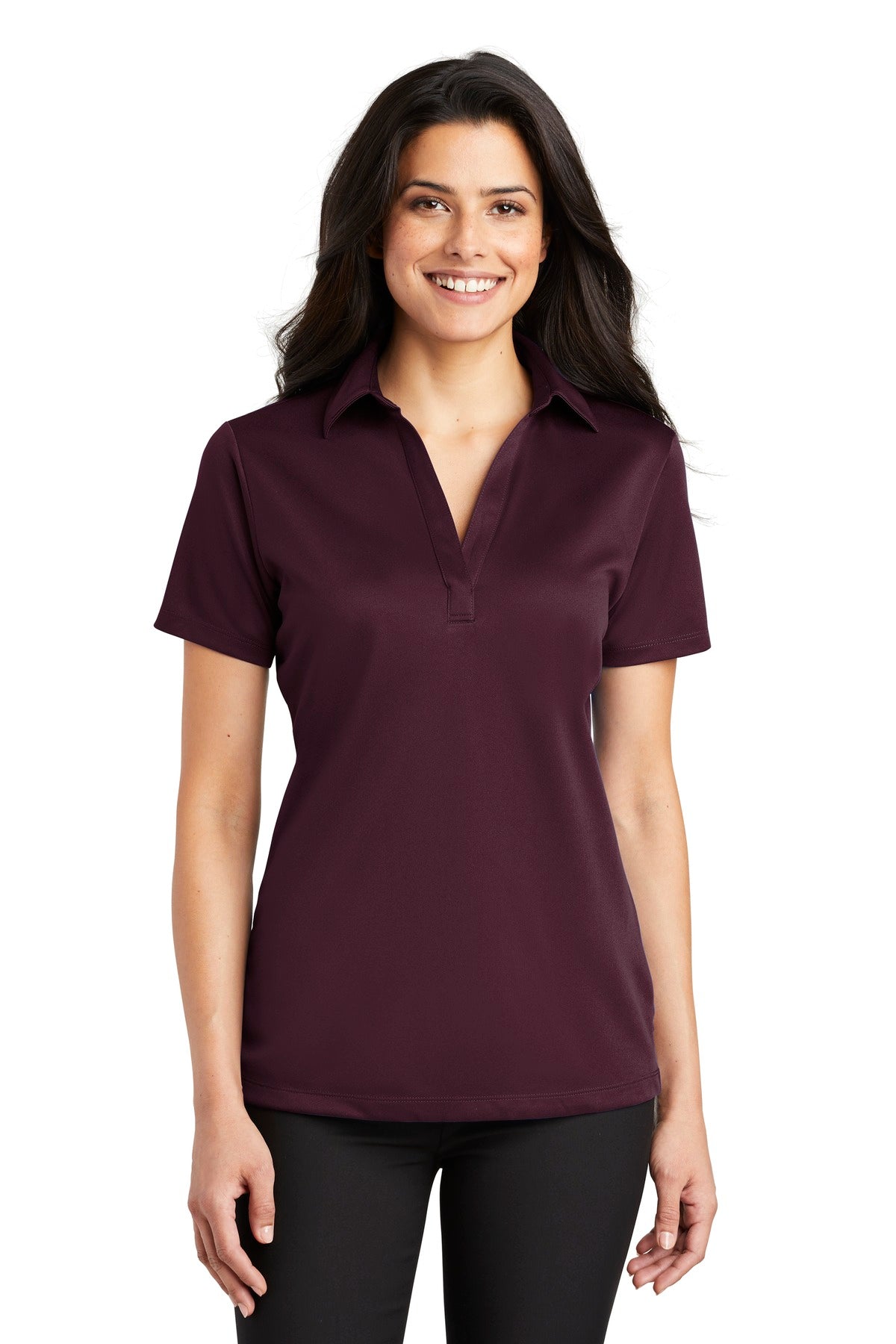 Port Authority Women's Silk Touch Performance Polo. L540 in Maroon
