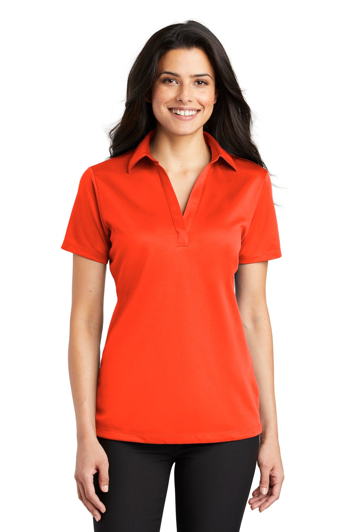 Port Authority Women's Silk Touch Performance Polo. L540 in Neon Orange