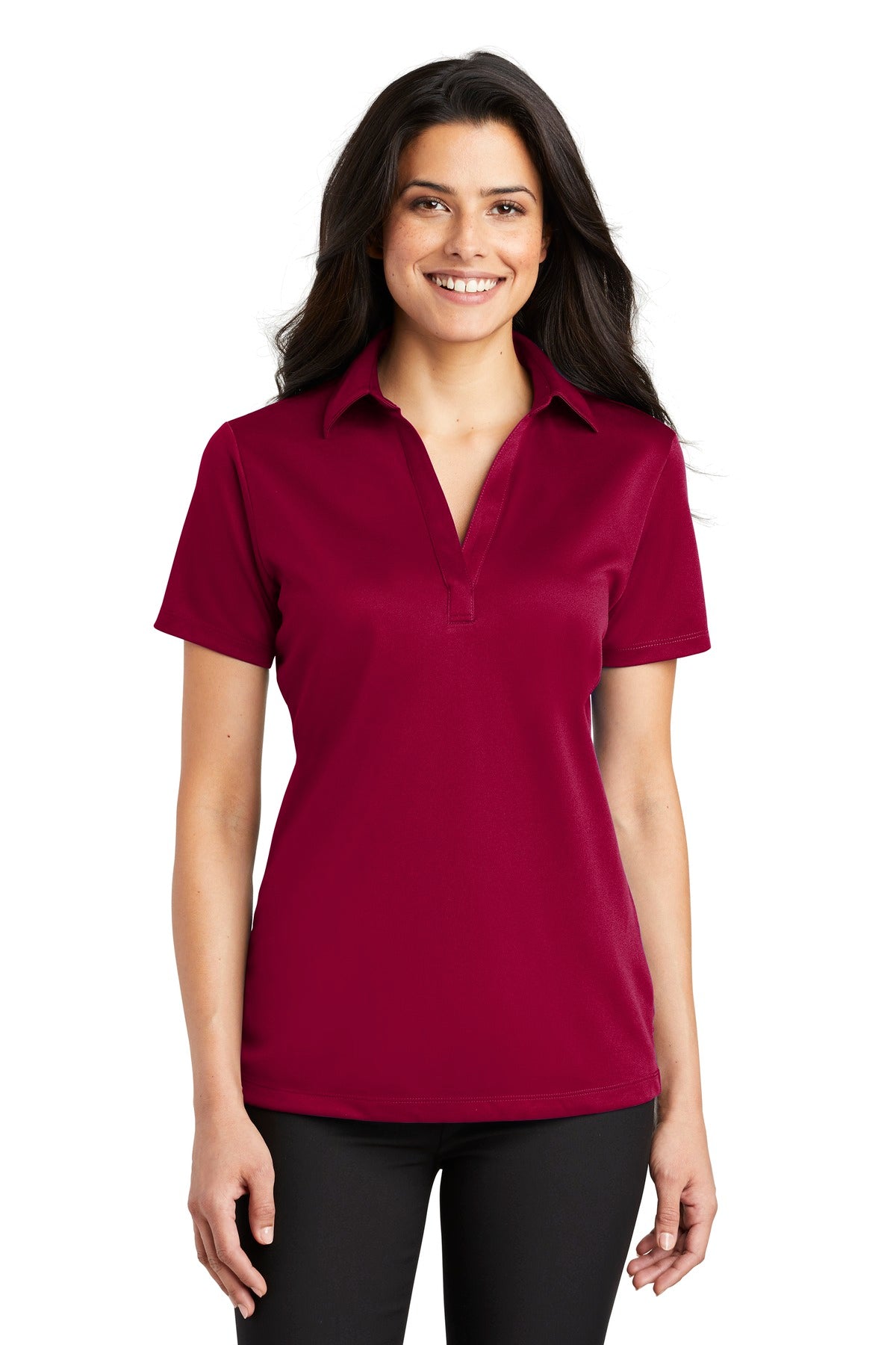Port Authority Women's Silk Touch Performance Polo. L540 in Red