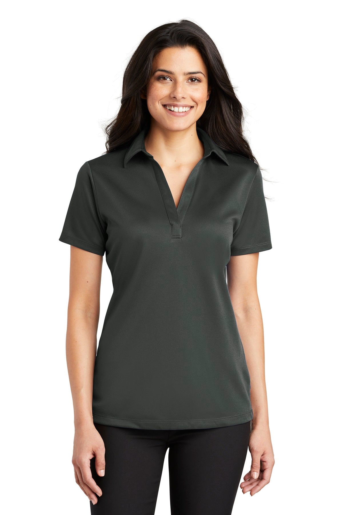 Port Authority Women's Silk Touch Performance Polo. L540 in Steel Grey
