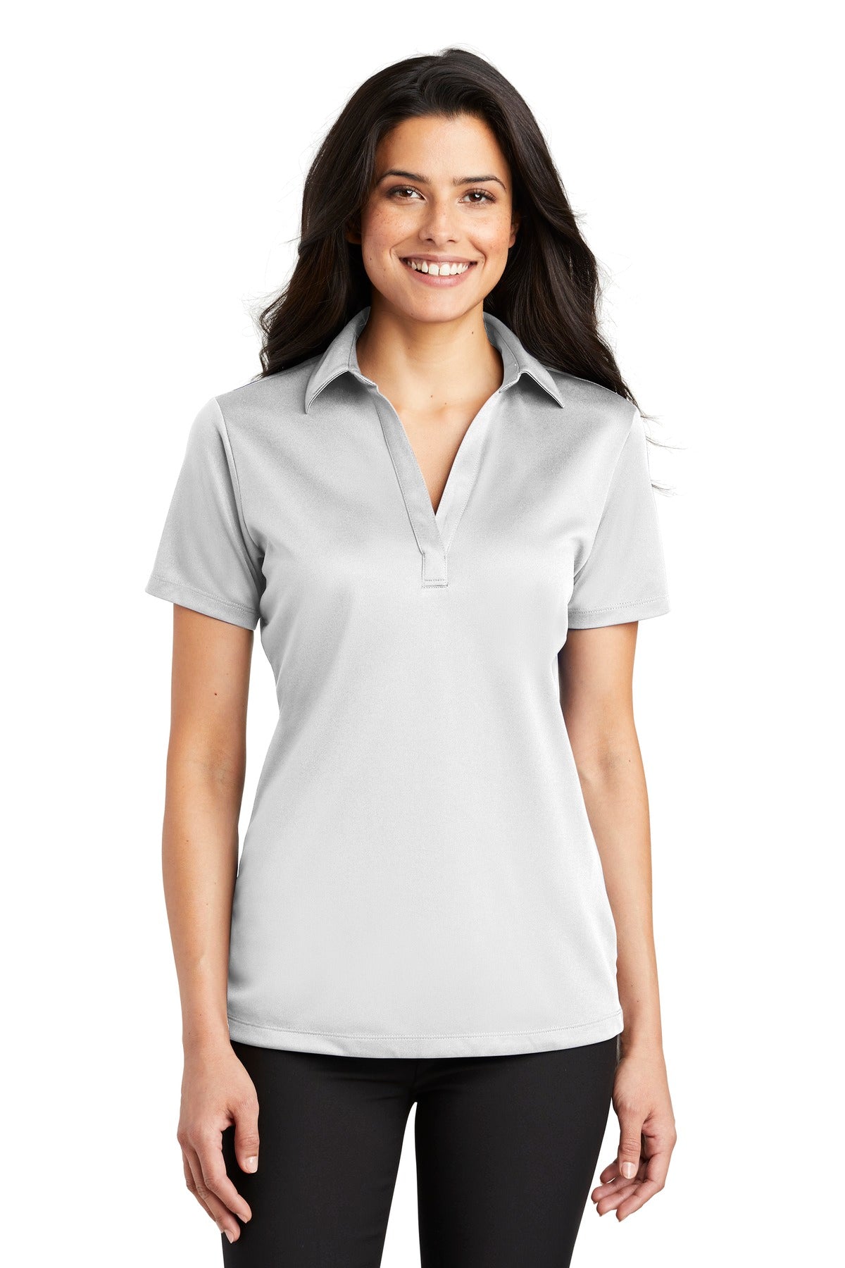 Port Authority Women's Silk Touch Performance Polo. L540 in White