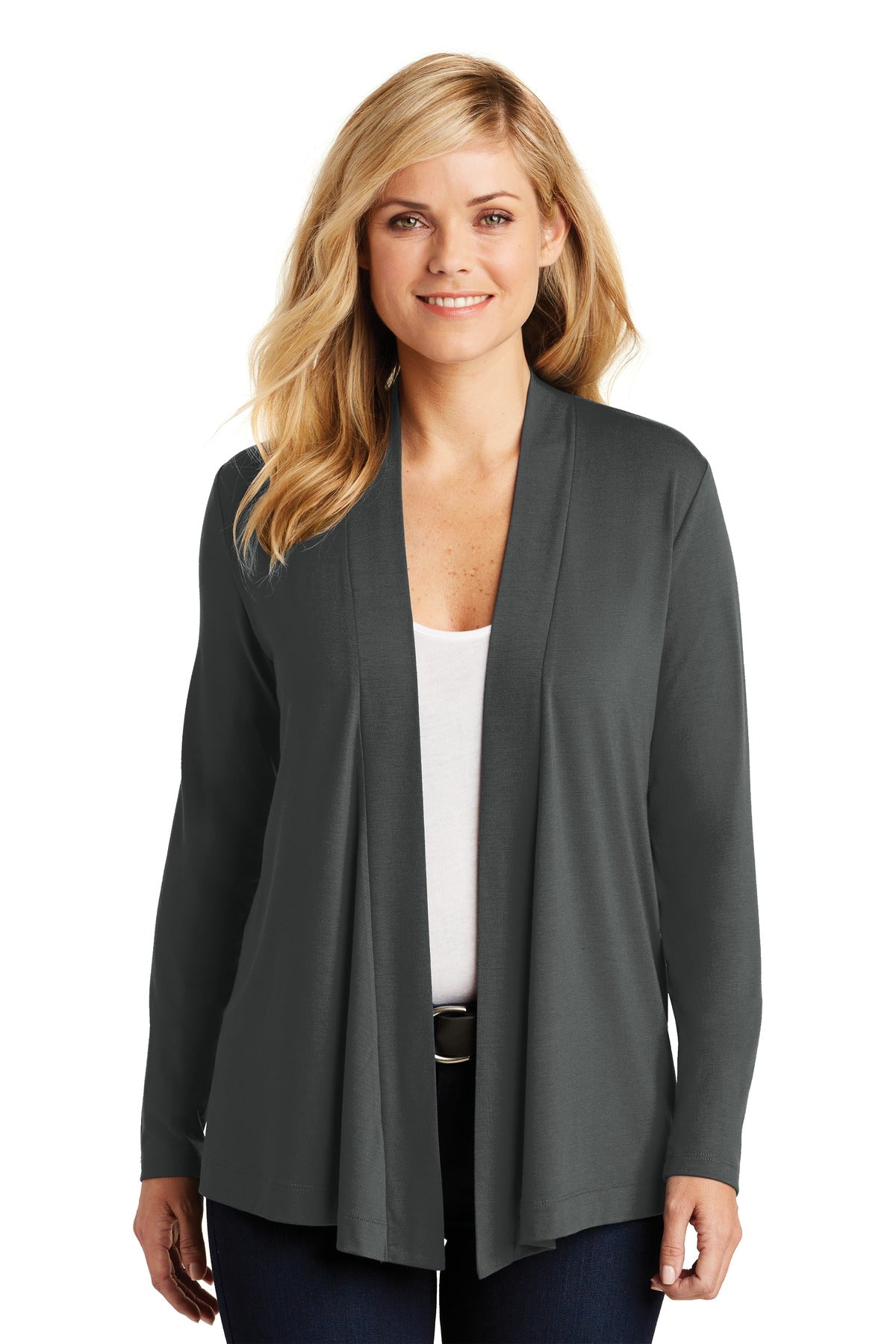 Port Authority Women's Concept Open Cardigan. L5430 in Grey Smoke