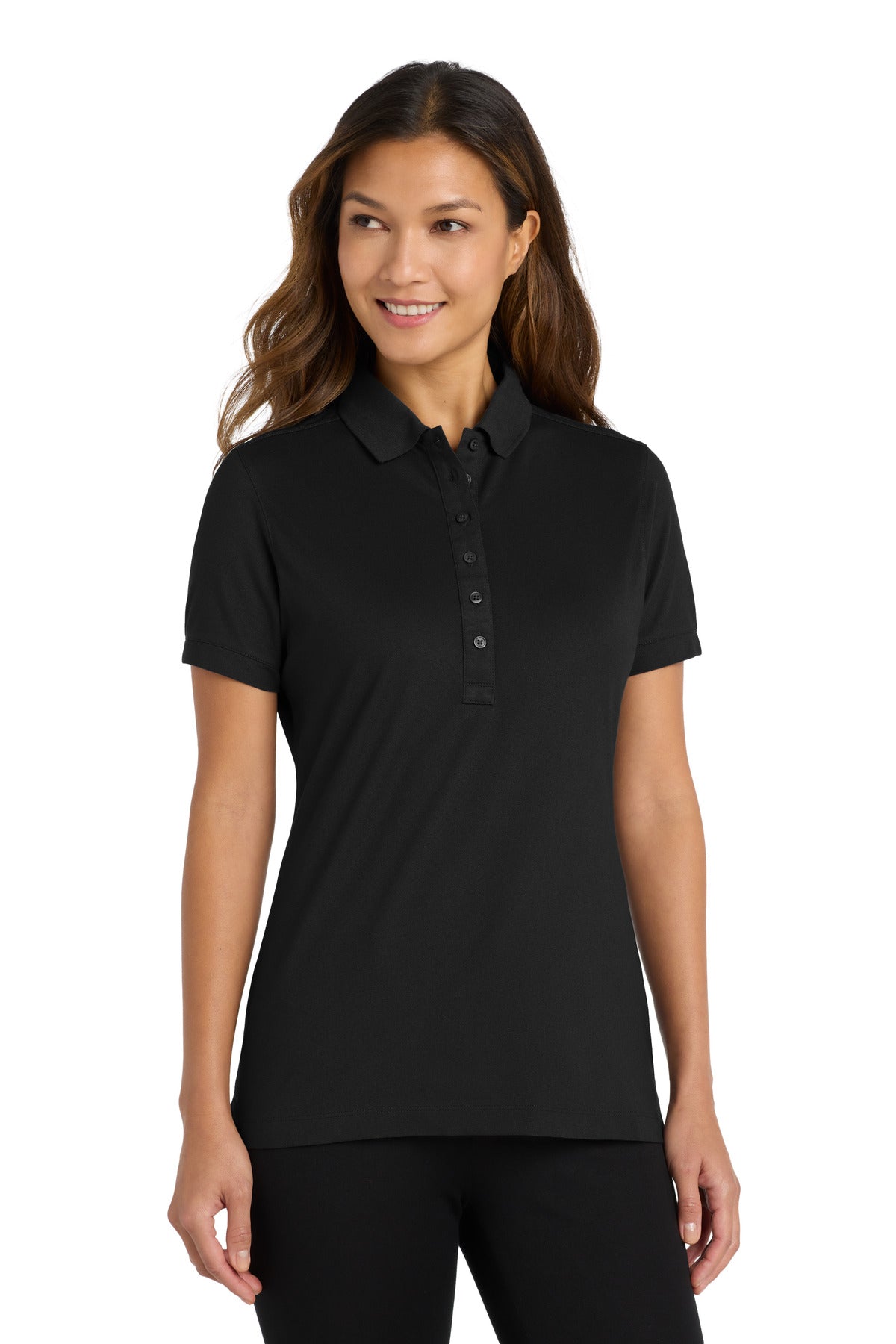 Port Authority Women's Stretch Pique Polo. L555 in Black