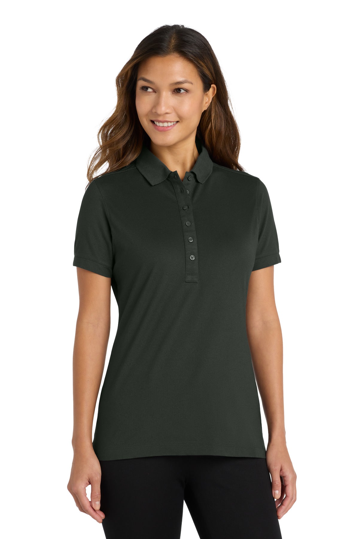 Port Authority Women's Stretch Pique Polo. L555 in Grey Smoke