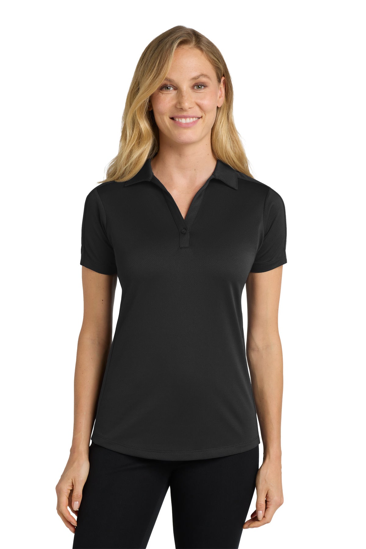 Port Authority Women's Diamond Jacquard Polo. L569 in Black