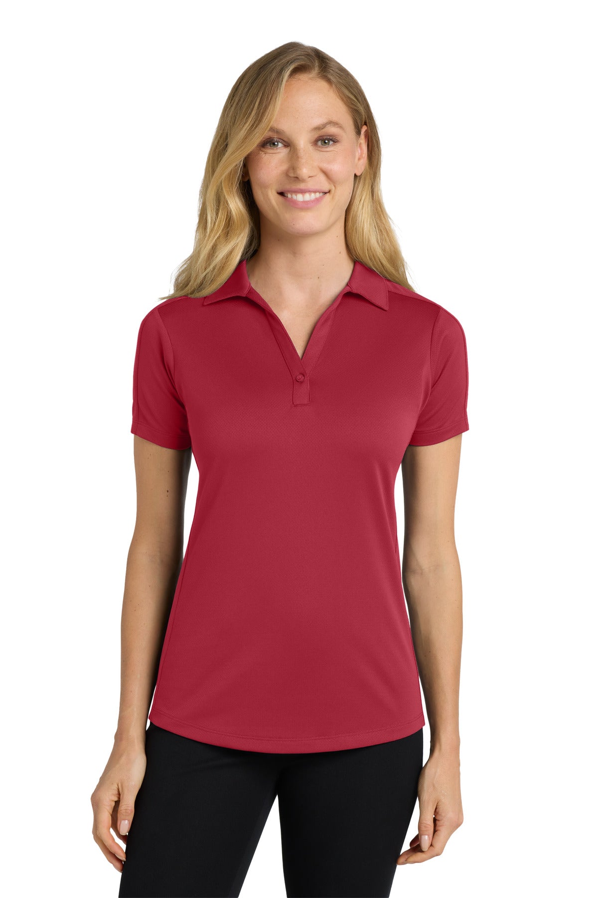 Port Authority Women's Diamond Jacquard Polo. L569 in Rich Red