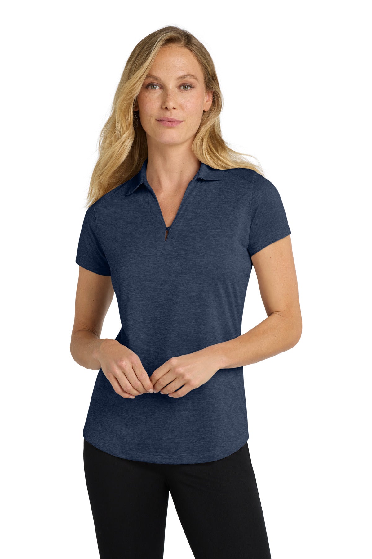 Port Authority Women's Digi Heather Performance Polo. L574 in Dress Blue Navy