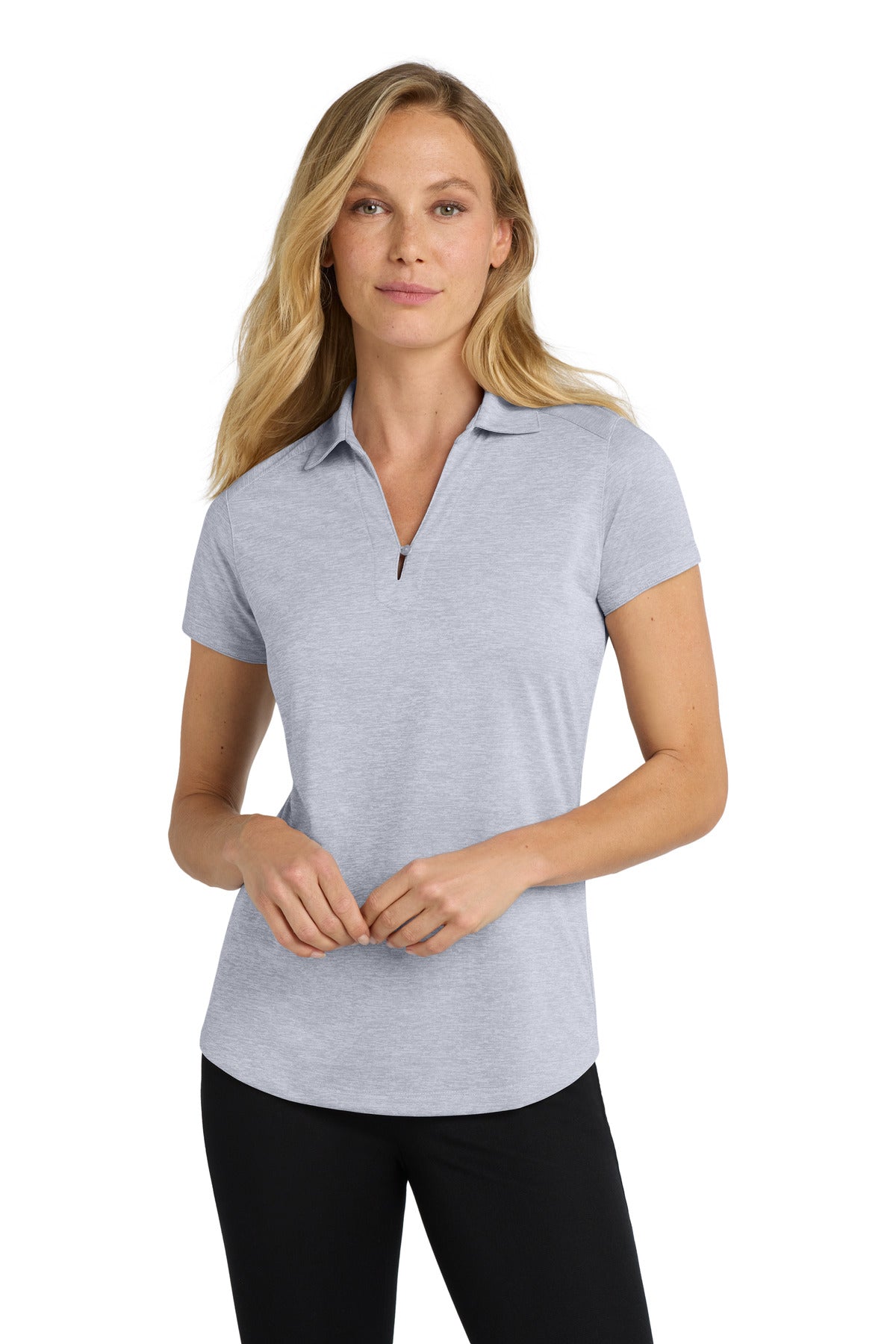 Port Authority Women's Digi Heather Performance Polo. L574 in Light Grey
