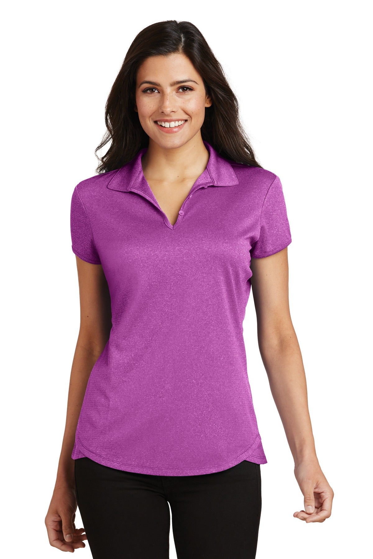 Port Authority Women's Trace Heather Polo. L576 in Berry Heather