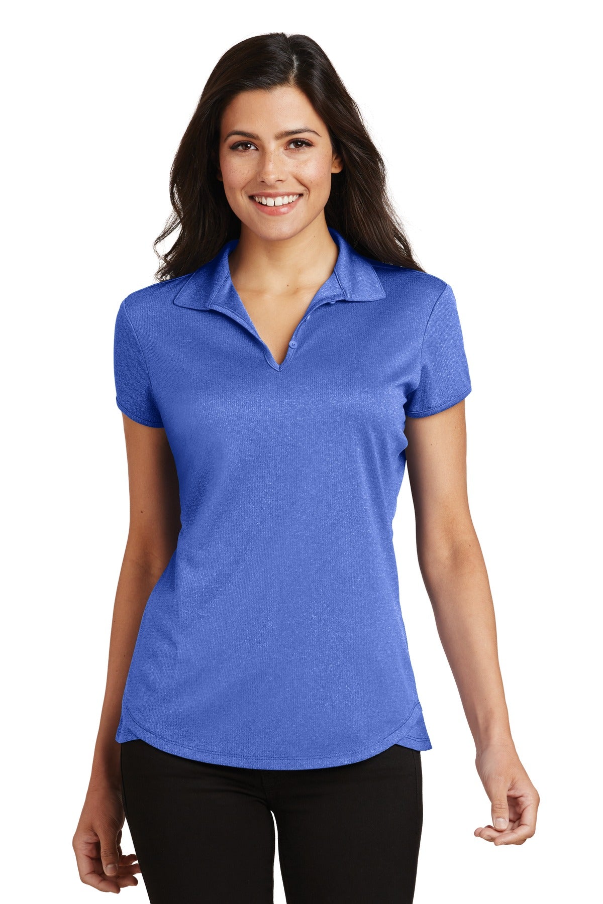 Port Authority Women's Trace Heather Polo. L576 in True Royal Heather