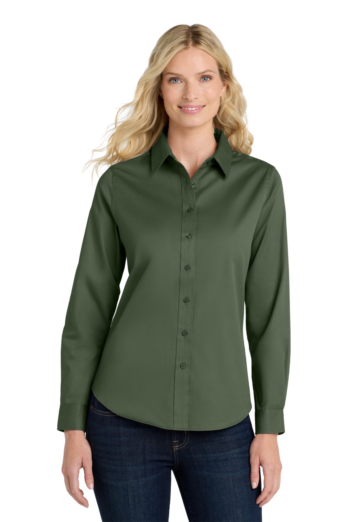 Port Authority Women's Long Sleeve Easy Care Shirt.  L608 in Clover Green