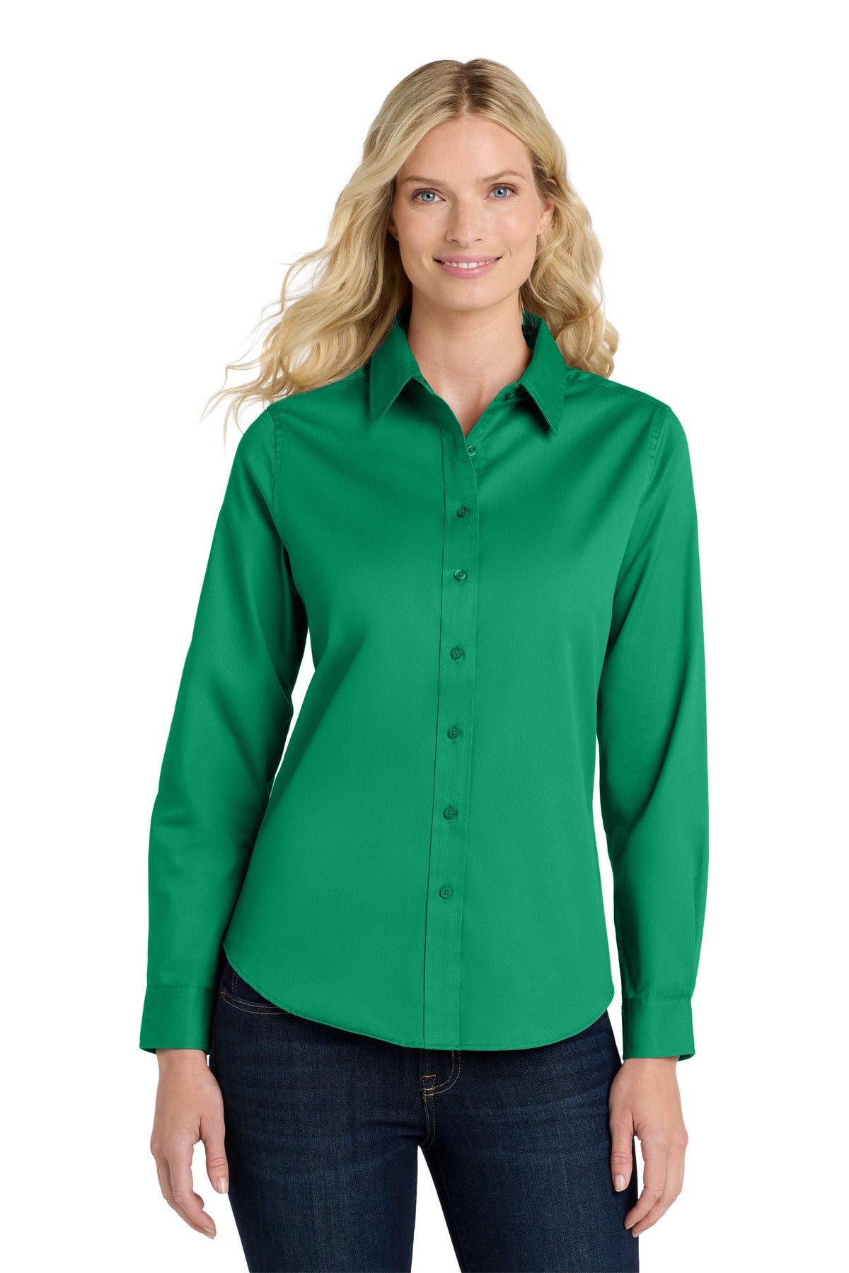 Port Authority Women's Long Sleeve Easy Care Shirt.  L608 in Court Green