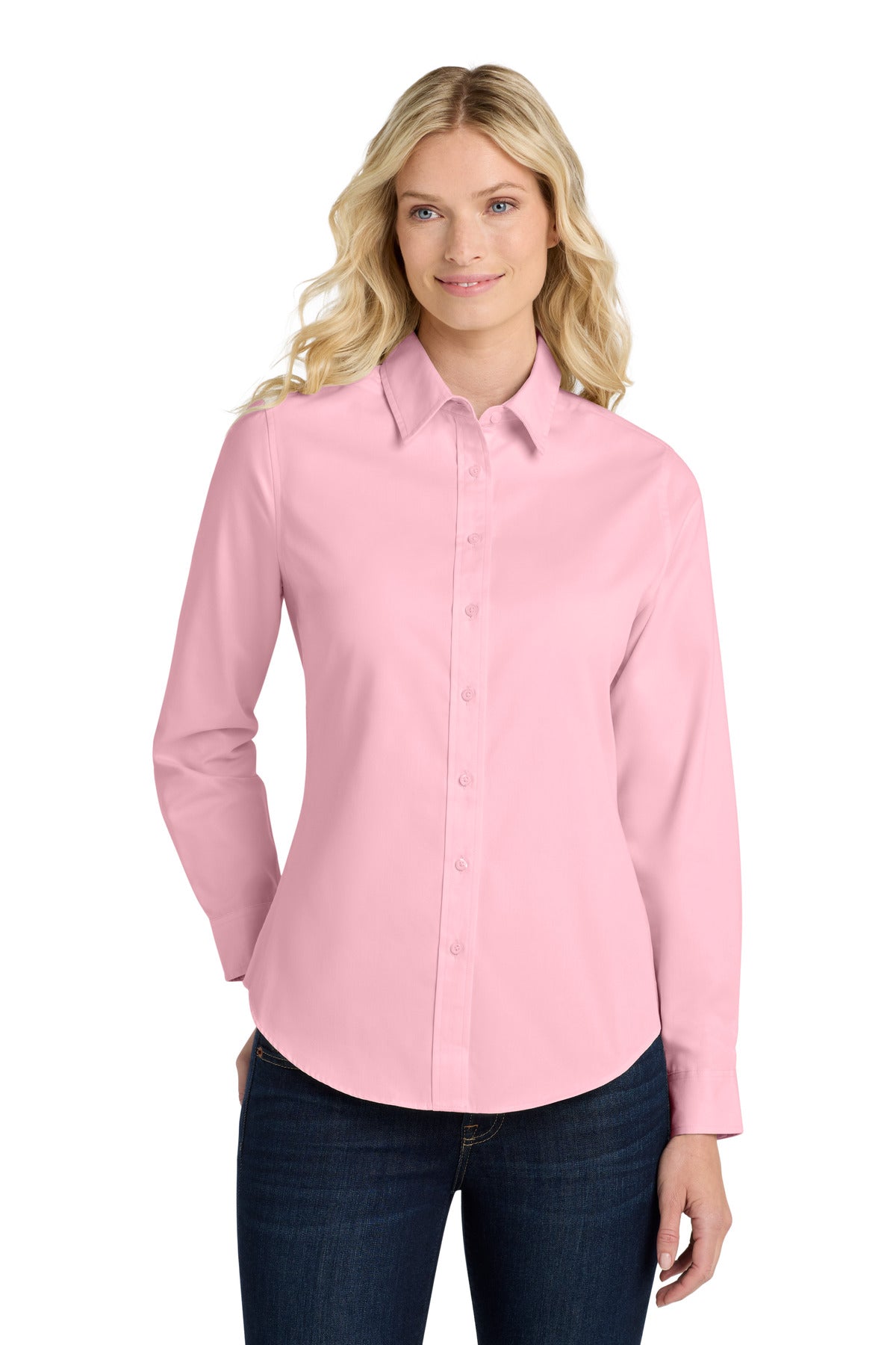 Port Authority Women's Long Sleeve Easy Care Shirt.  L608 in Light Pink