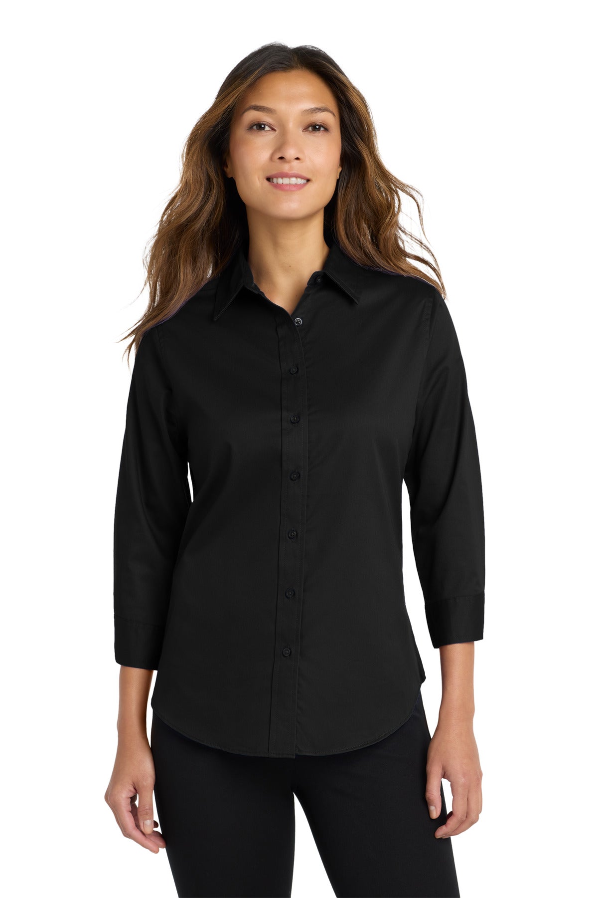 Port Authority Women's 3/4-Sleeve Easy Care Shirt. L612 in Black