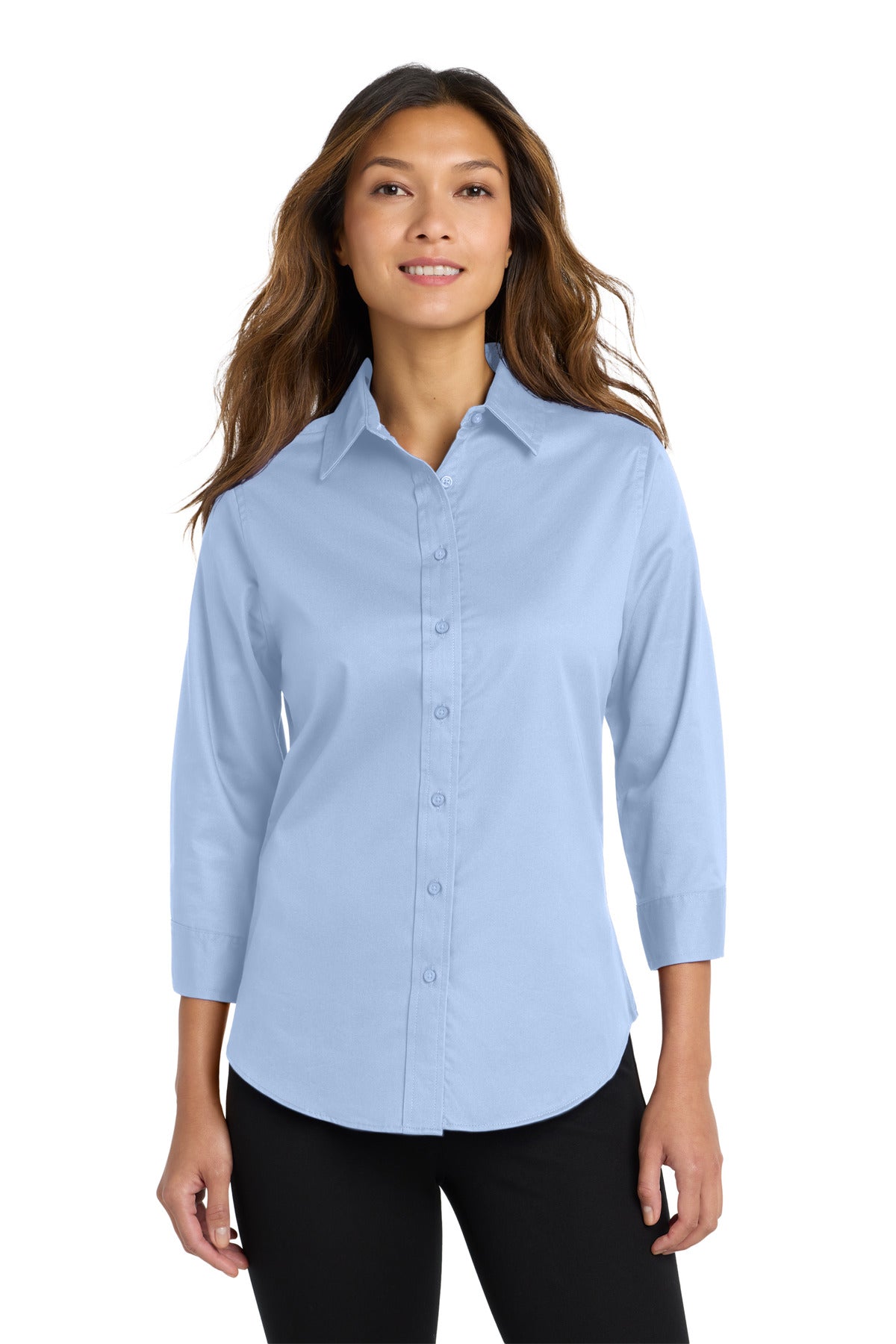 Port Authority Women's 3/4-Sleeve Easy Care Shirt. L612 in Light Blue