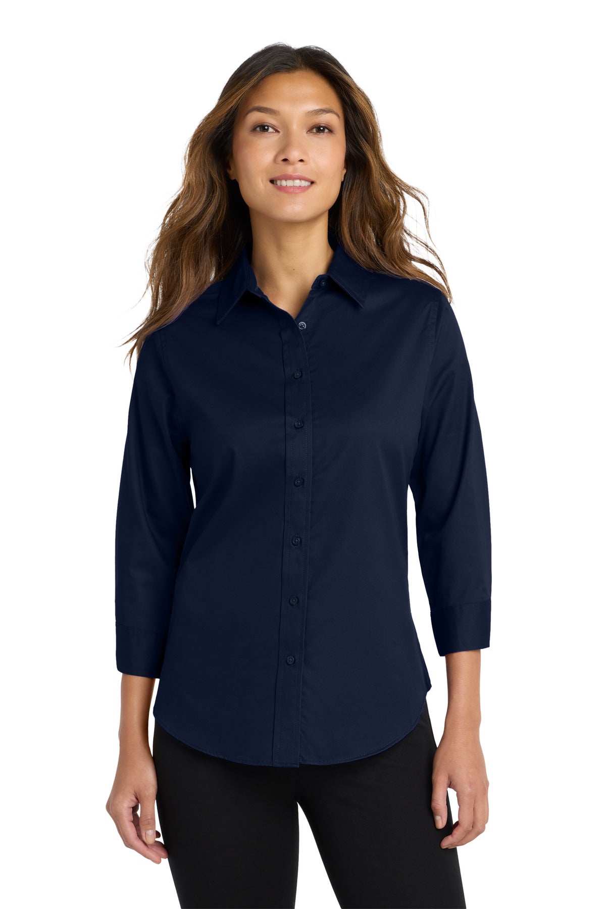 Port Authority Women's 3/4-Sleeve Easy Care Shirt. L612 in Navy