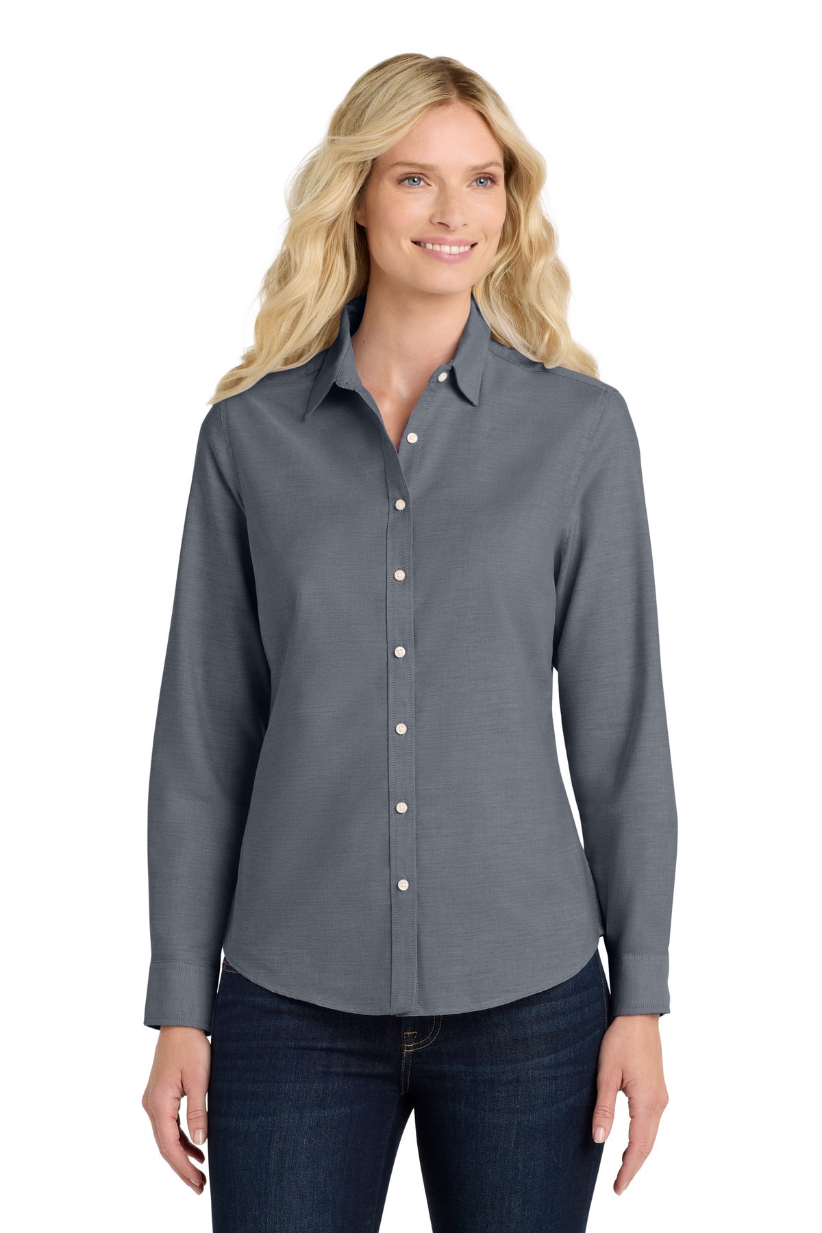 Port Authority Women's SuperPro Oxford Shirt. L658 in Black