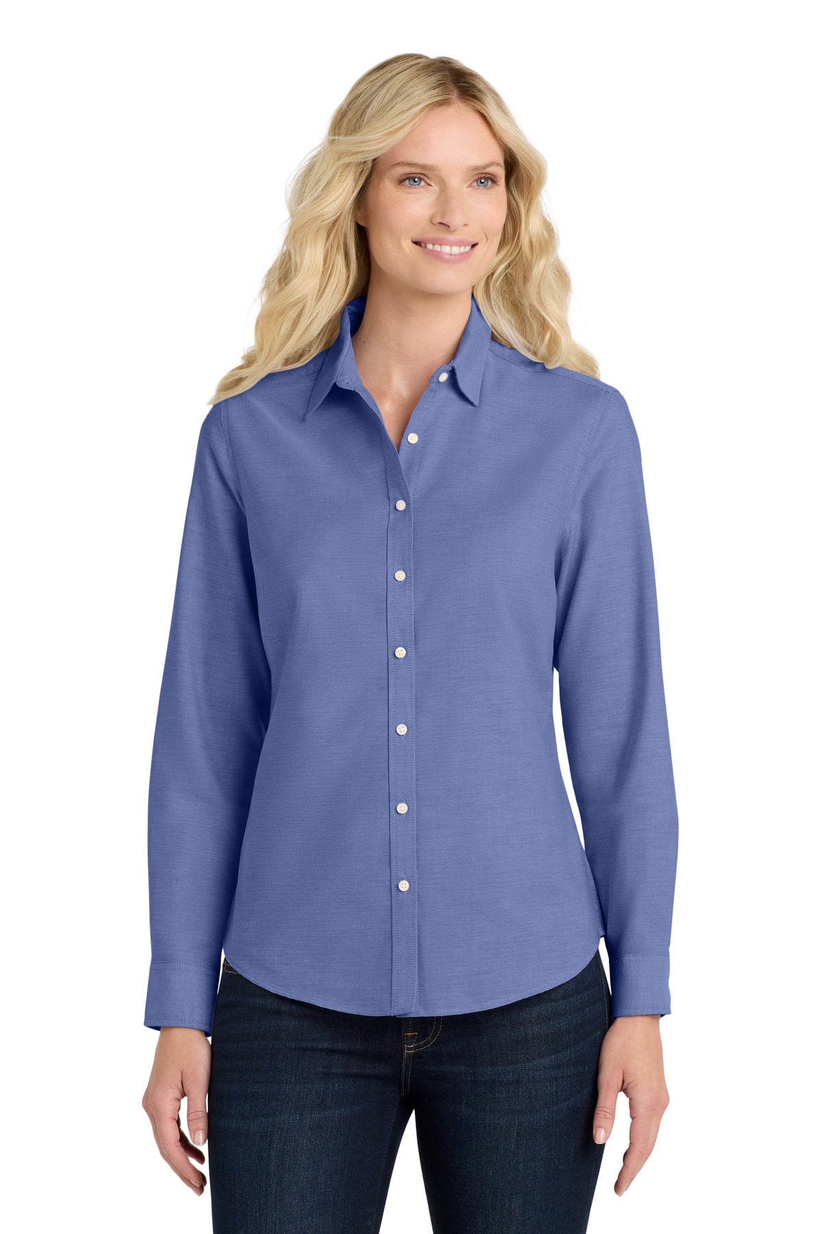 Port Authority Women's SuperPro Oxford Shirt. L658 in Navy