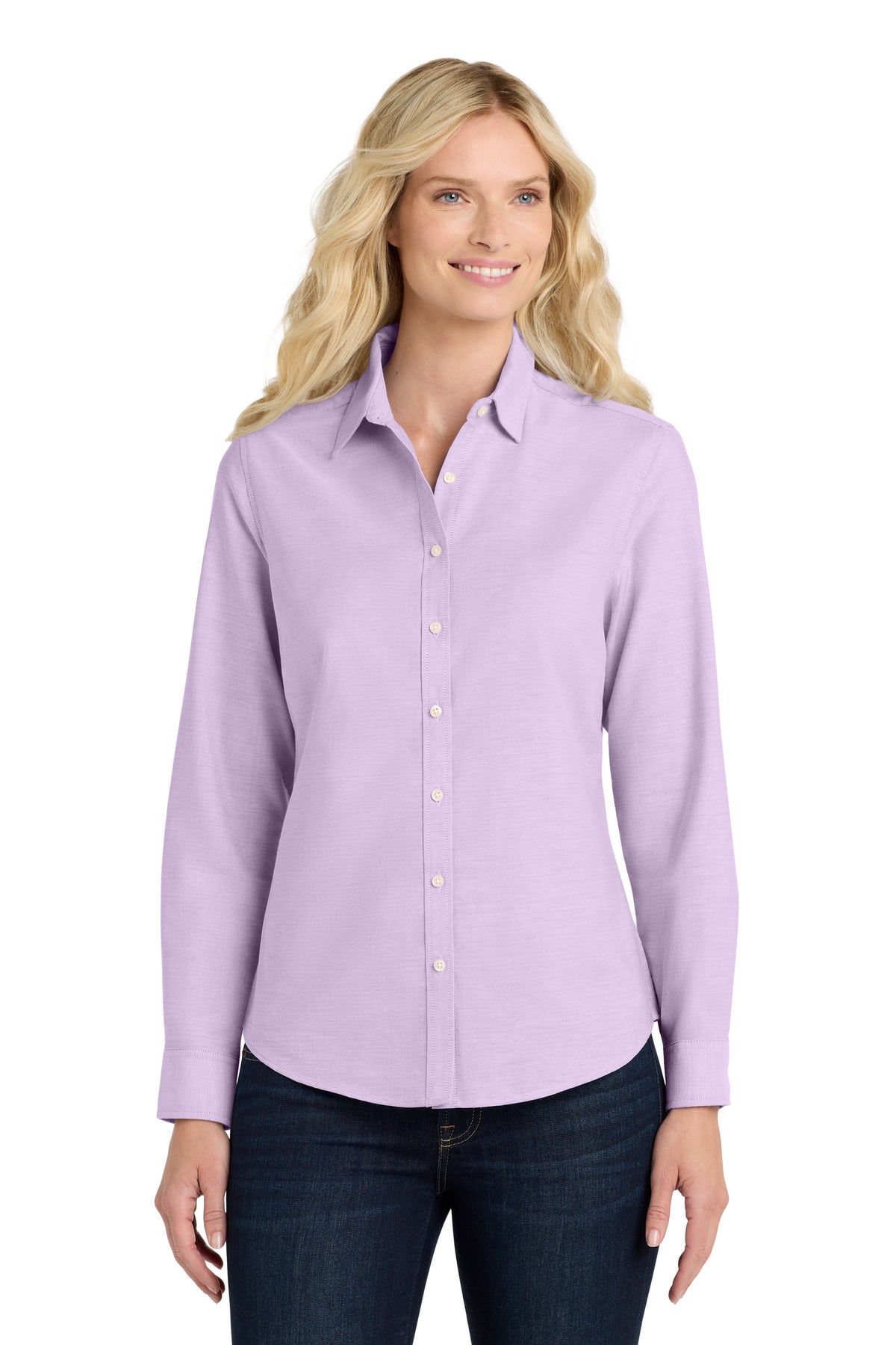 Port Authority Women's SuperPro Oxford Shirt. L658 in Soft Purple
