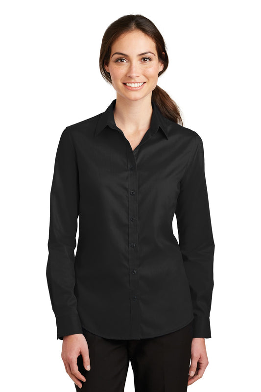 Port Authority Women's SuperPro Twill Shirt. L663 in Black