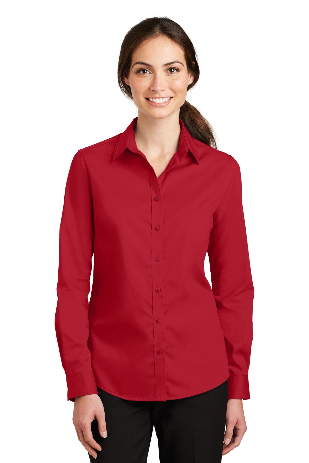Port Authority Women's SuperPro Twill Shirt. L663 in Rich Red