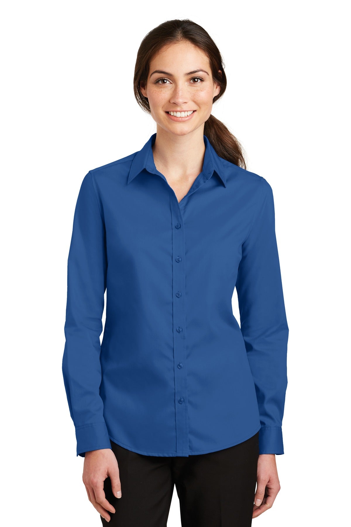 Port Authority Women's SuperPro Twill Shirt. L663 in True Blue