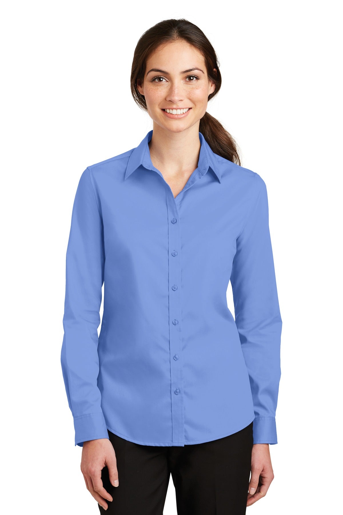 Port Authority Women's SuperPro Twill Shirt. L663 in Ultramarine Blue