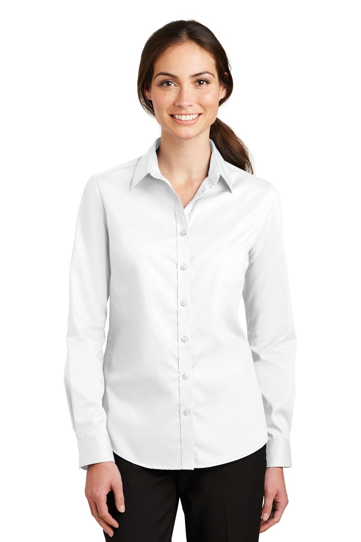Port Authority Women's SuperPro Twill Shirt. L663 in White