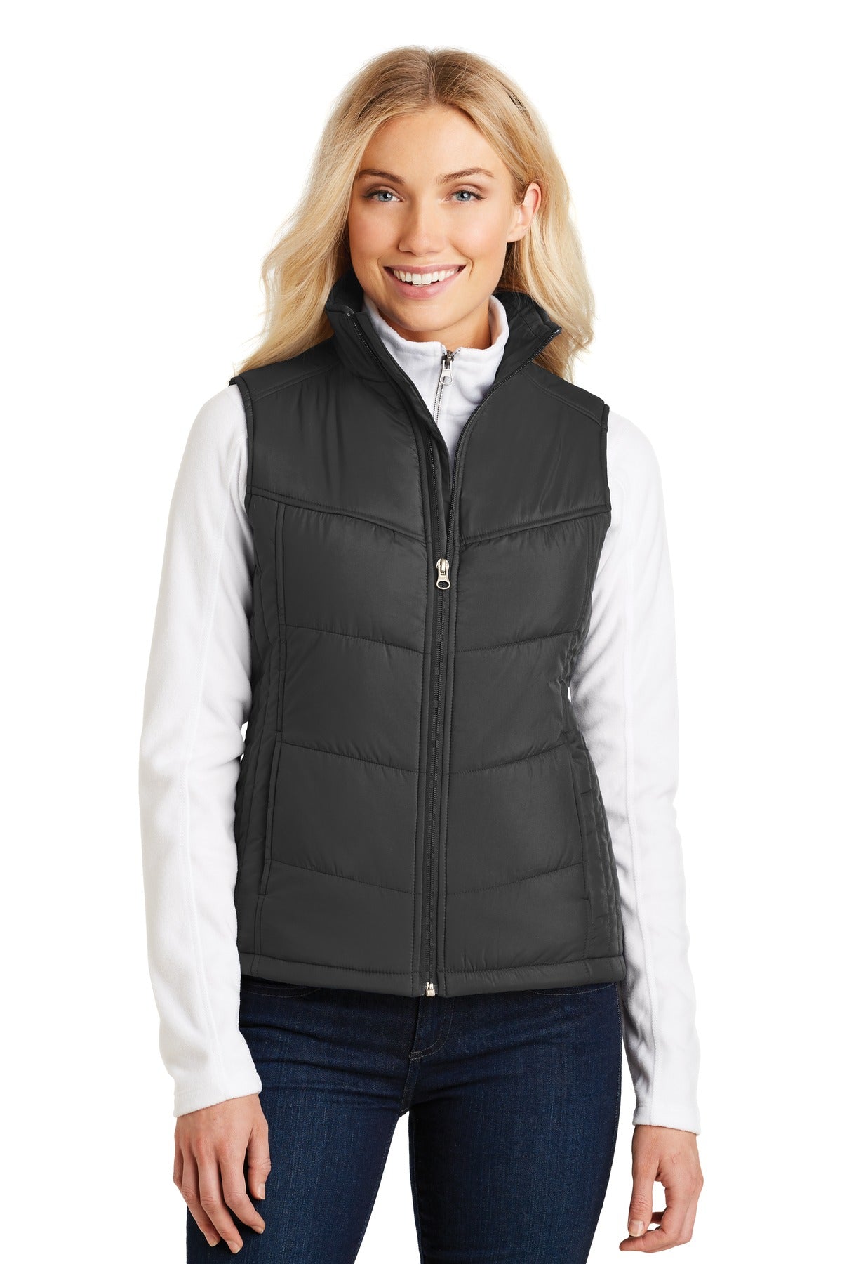 Port Authority Women's Puffy Vest. L709 in Black/ Black