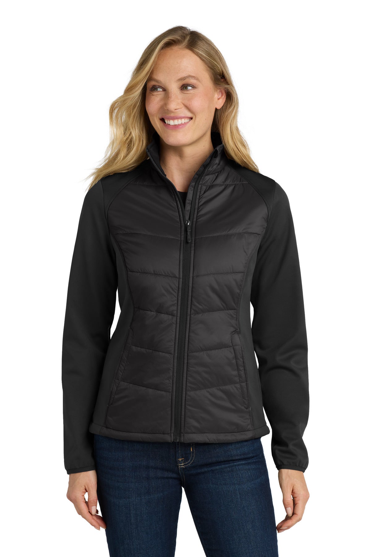 Port Authority Women's Hybrid Soft Shell Jacket. L787 in Deep Black