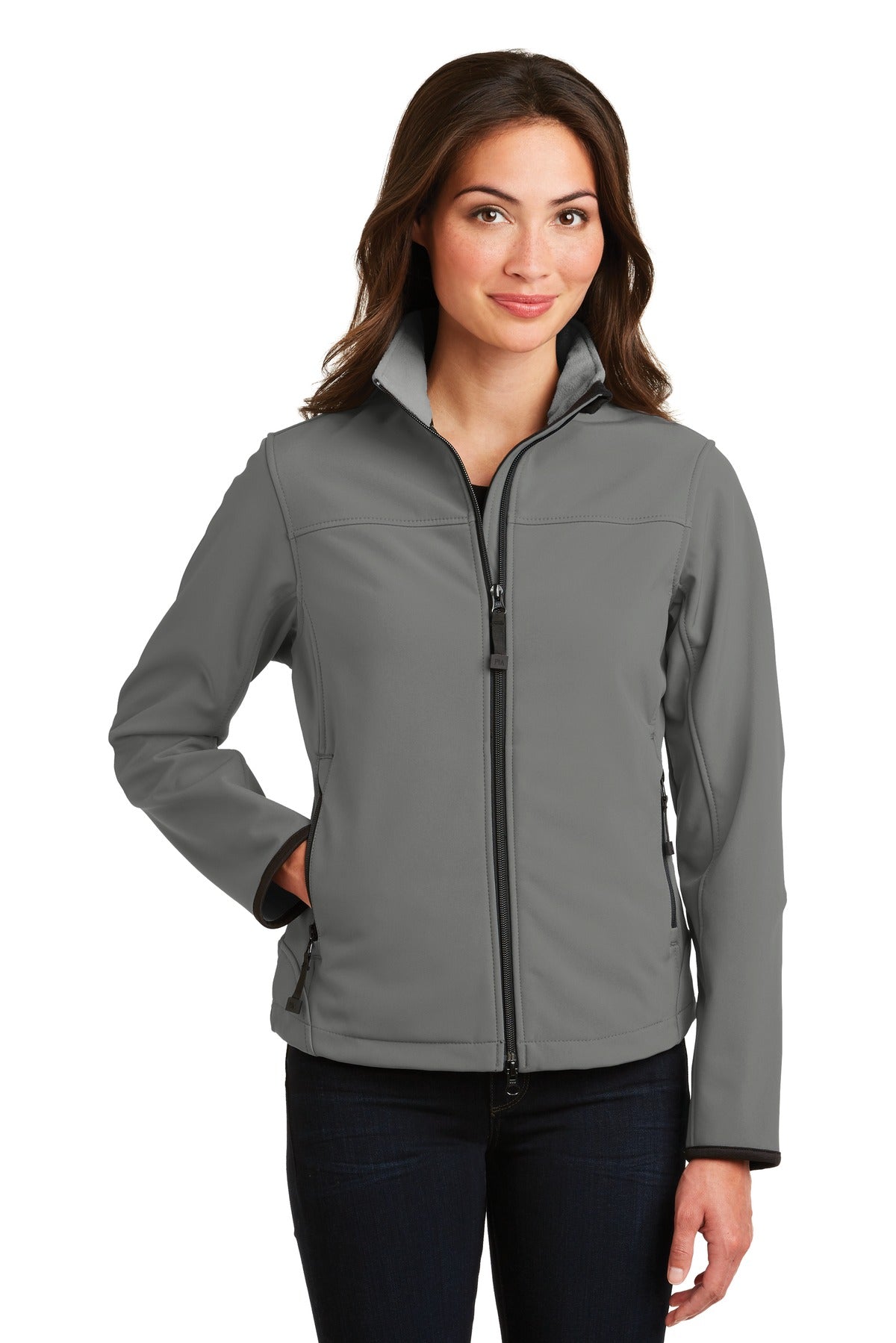 Port Authority Women's Glacier Soft Shell Jacket.  L790 in Smoke Grey/ Chrome