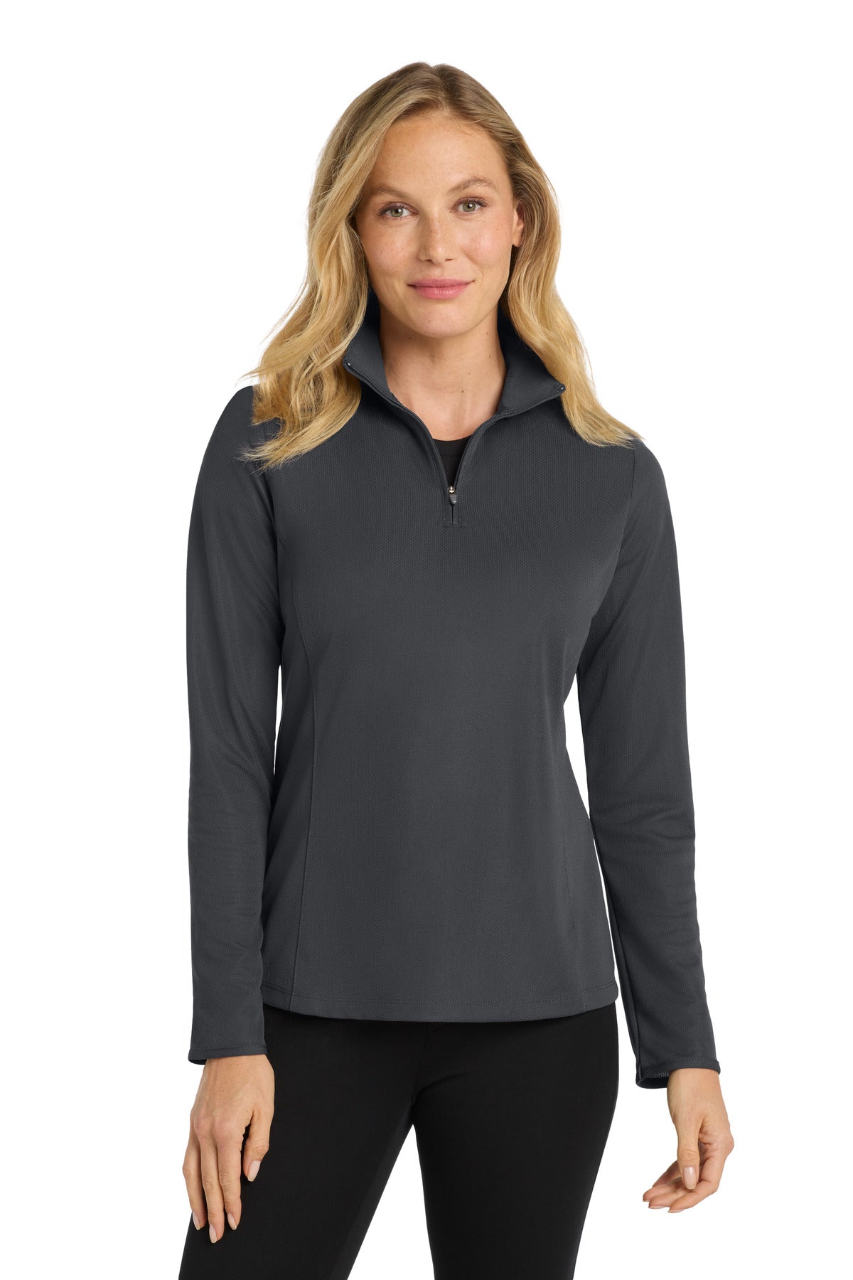 Port Authority Women's Pinpoint Mesh 1/2-Zip . L806 in Battleship Grey