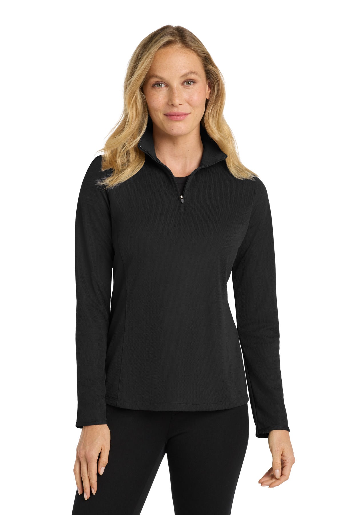 Port Authority Women's Pinpoint Mesh 1/2-Zip . L806 in Black